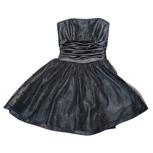 Vintage Jessica McClintock Gunne Sax Size 3 Black Strapless Sequin Party Dress